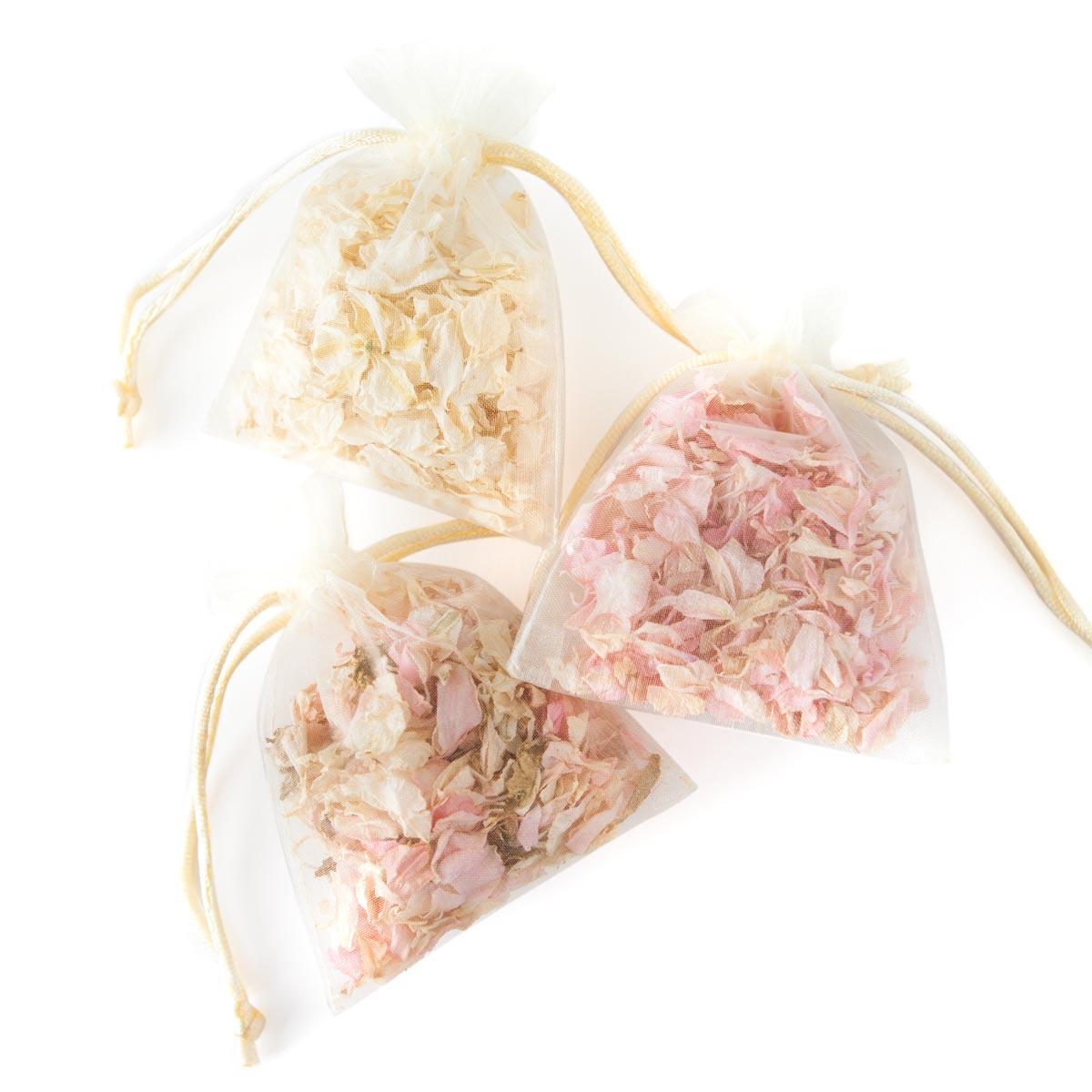 Confetti petal bags - pink delphinium petals