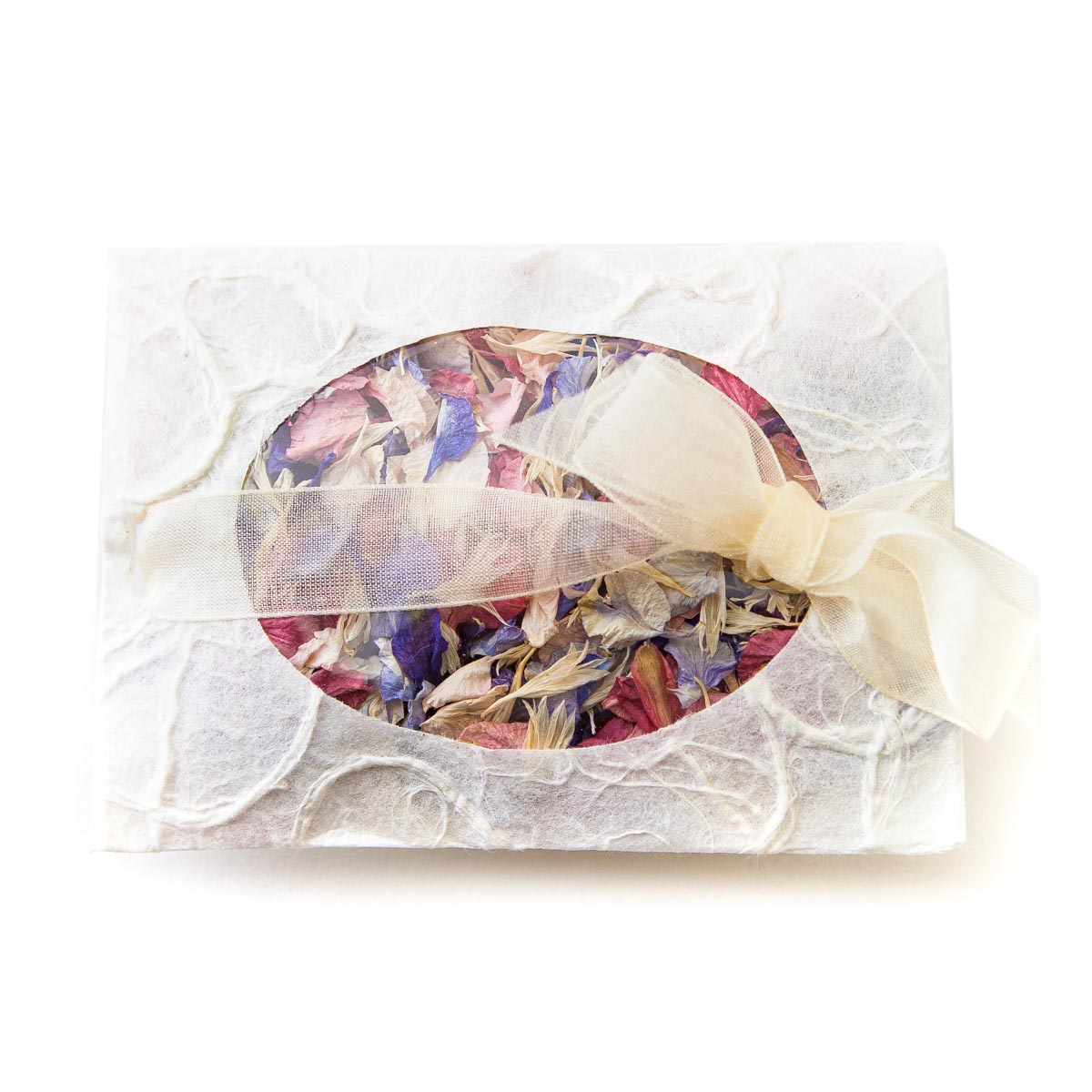 Rainbow Delphinium Petals confetti envelope