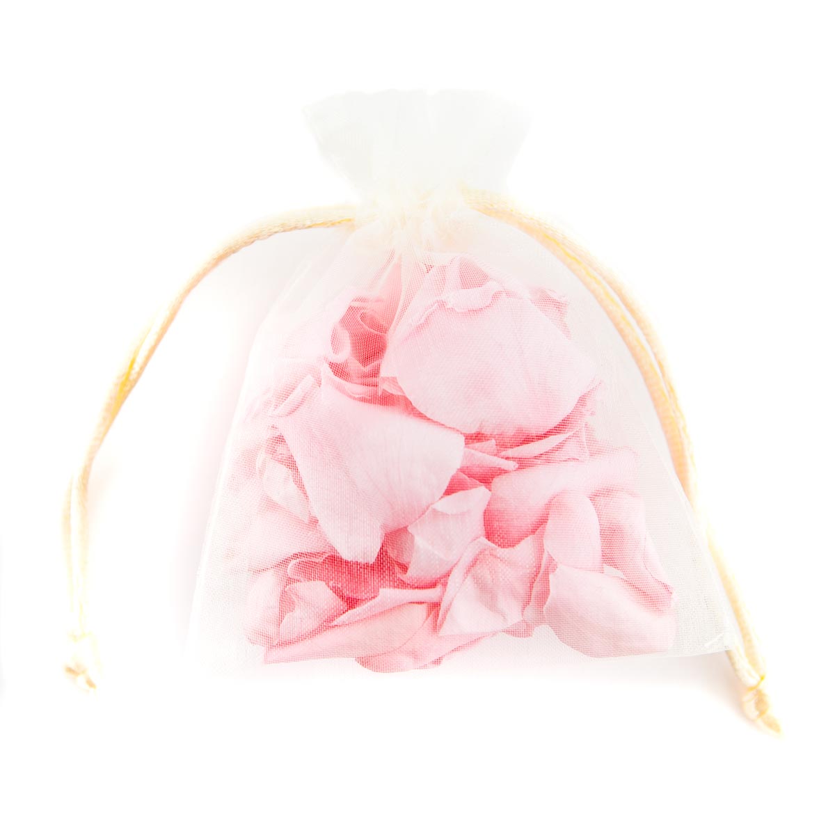 coloured rose petal bag