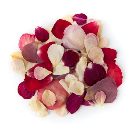 A pile of Rainbow Small Natural Rose Petal Confetti