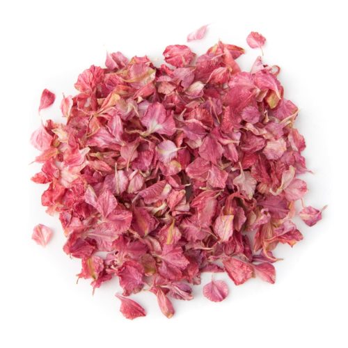 A small pile of Raspberry Delphinium Petal Confetti