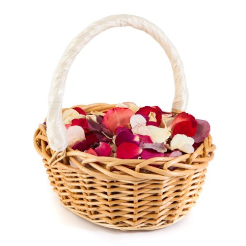 Rainbow Rose Petal Confetti Basket