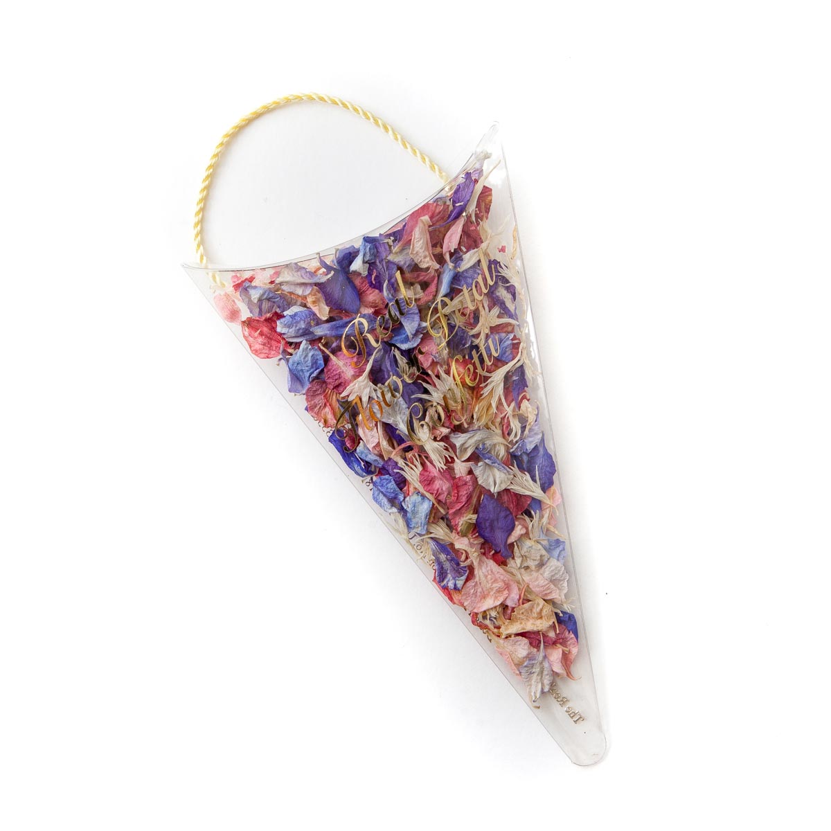 Rainbow delphinium petals confetti sachet