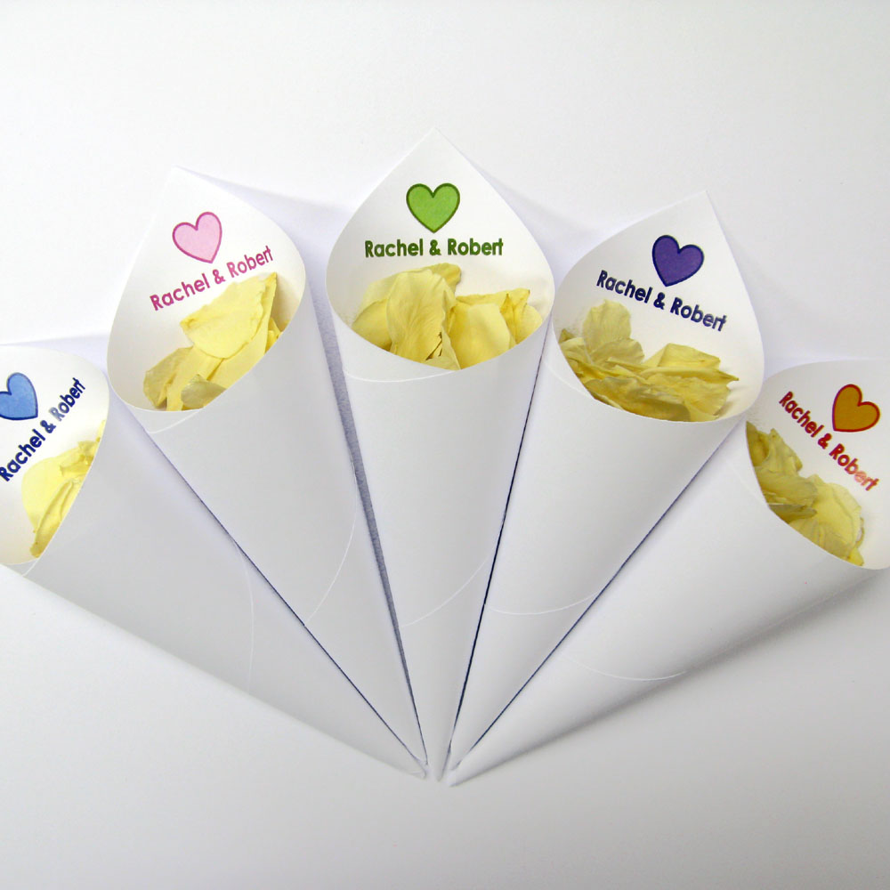 Love Heart Cones Real Flower Petal Confetti Co