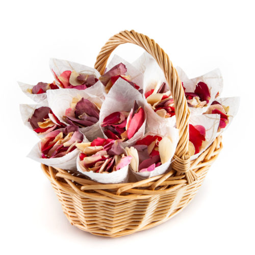 Flower Girl Basket - Rainbow Rose Petals