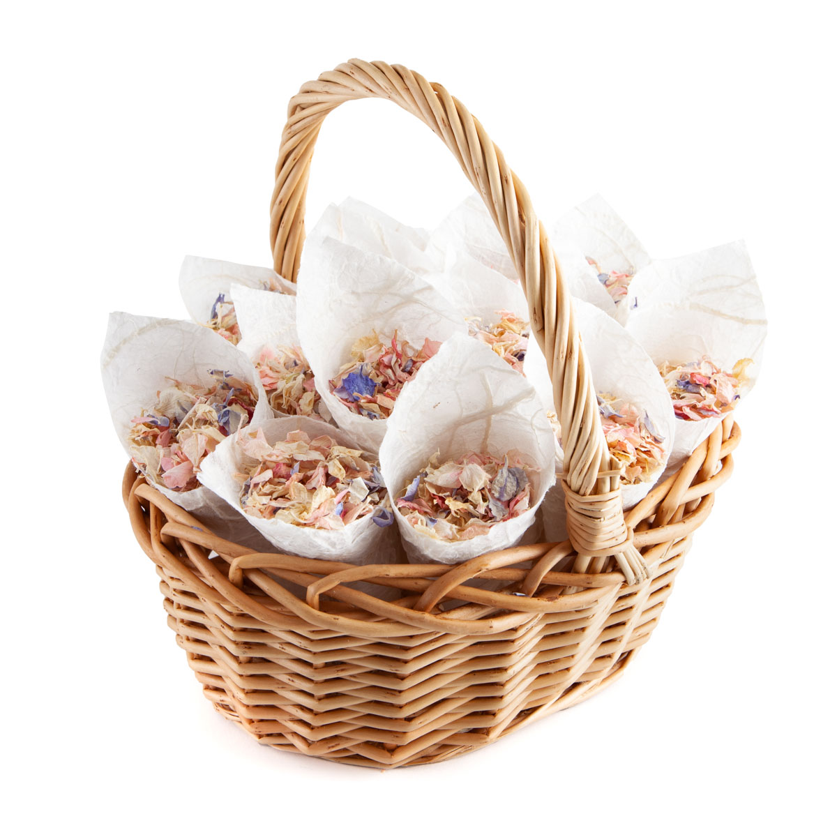 Biodegradable Confetti - Vintage Mix Delphiniums - Flower Girl Basket with Confetti Cones