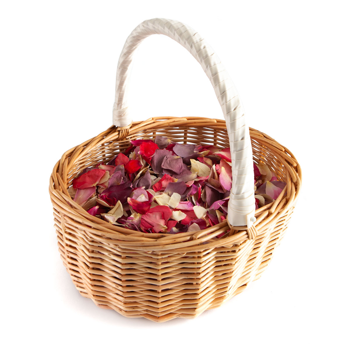 A Deep Oval Confetti Basket filled with multicoloured Rose Petals