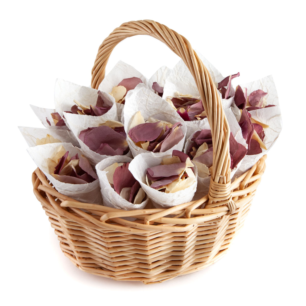 Biodegradable Confetti - Lilac & Cream Rose Petals - Flower Girl Basket with Confetti Cones