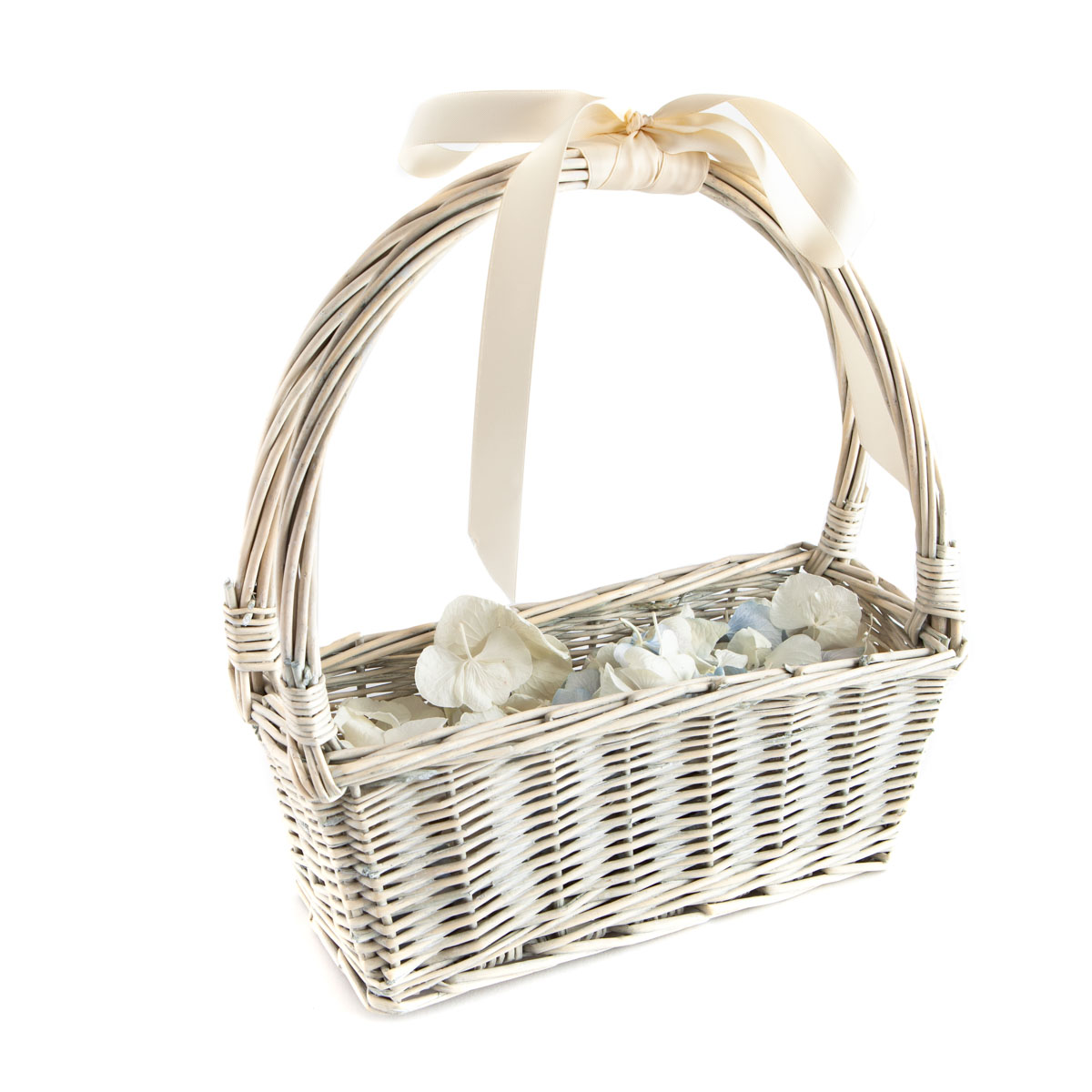 Biodegradable Confetti - Blue & White Hydrangea Petals - Small Flower Girl Basket