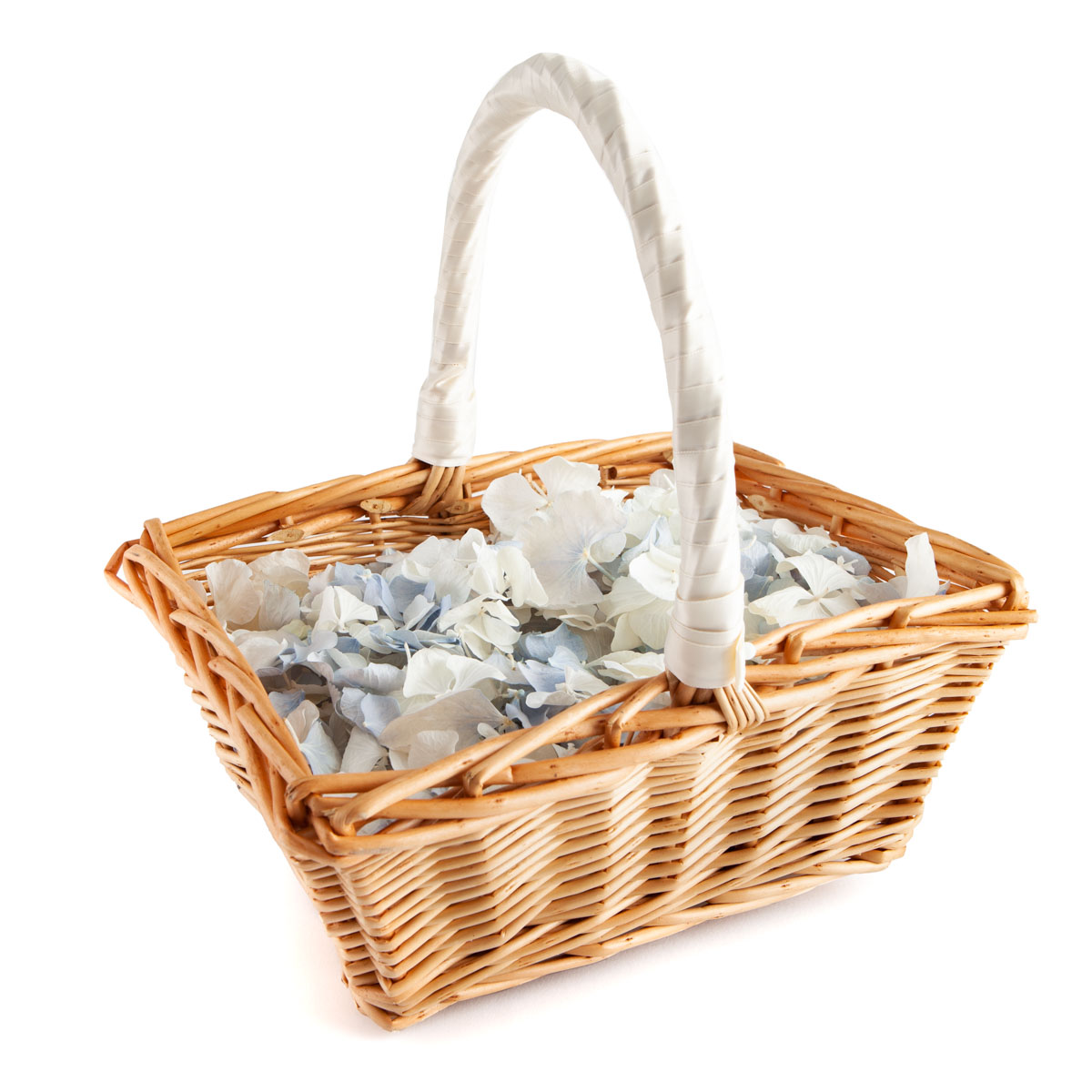 Biodegradable Confetti - Blue & White Hydrangea Petals - Rectangular Flower Girl Basket