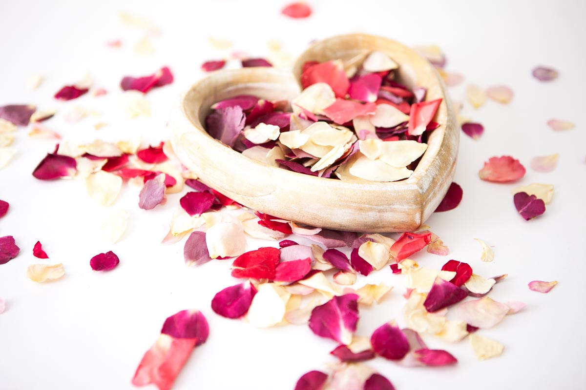 Petal Confetti – Small Natural Rose Petal heart Petal Confetti - Small Natural Rose Petal heart