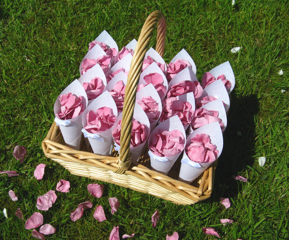 Rectangular Basket for your real flower petal wedding confetti moment