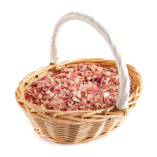 Biodegradable Confetti - Pink Mix Delphiniums - Flower Girl Basket