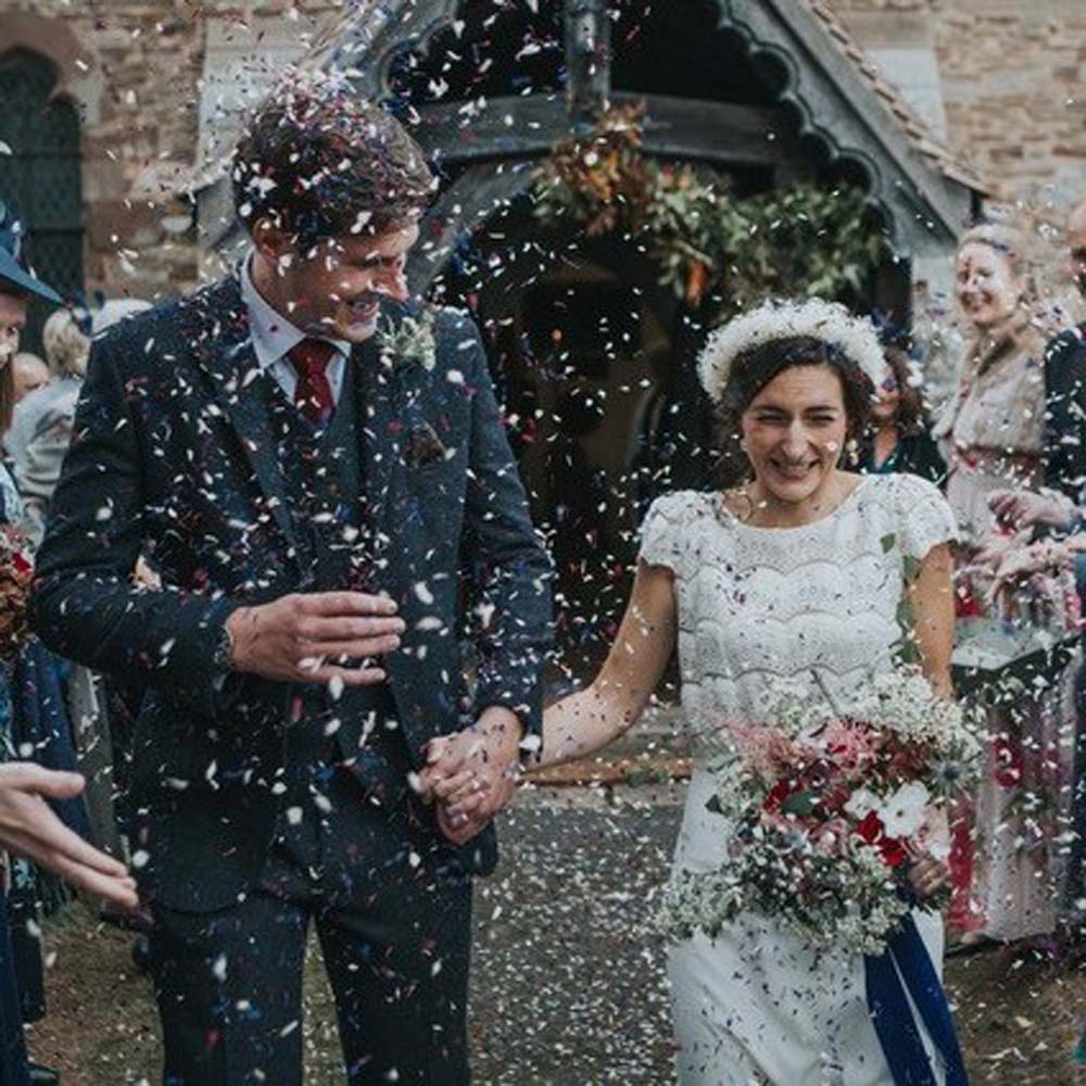 Patrick and Amy Neary married at St James’ Church, Tedstone Delamere, Herefordshire on the 7th of October 2017.3 Real Flower Petal Confetti Moment - Winter Weddings