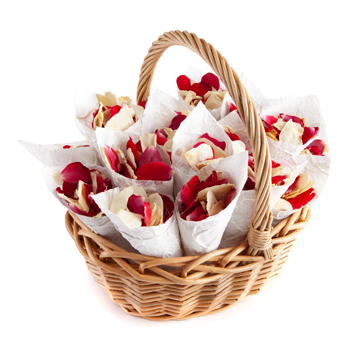 Red & Cream Rose Petals - Biodegradable Confetti - Real Flower Petal Confetti - Confetti Cone Basket