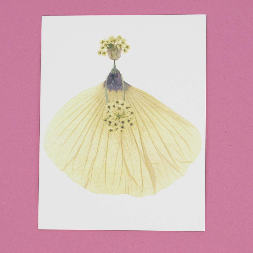 Petal People card made of pressed flowers - a bride