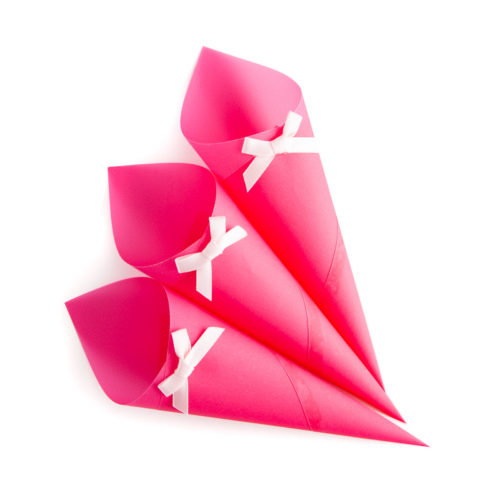 pink confetti cones