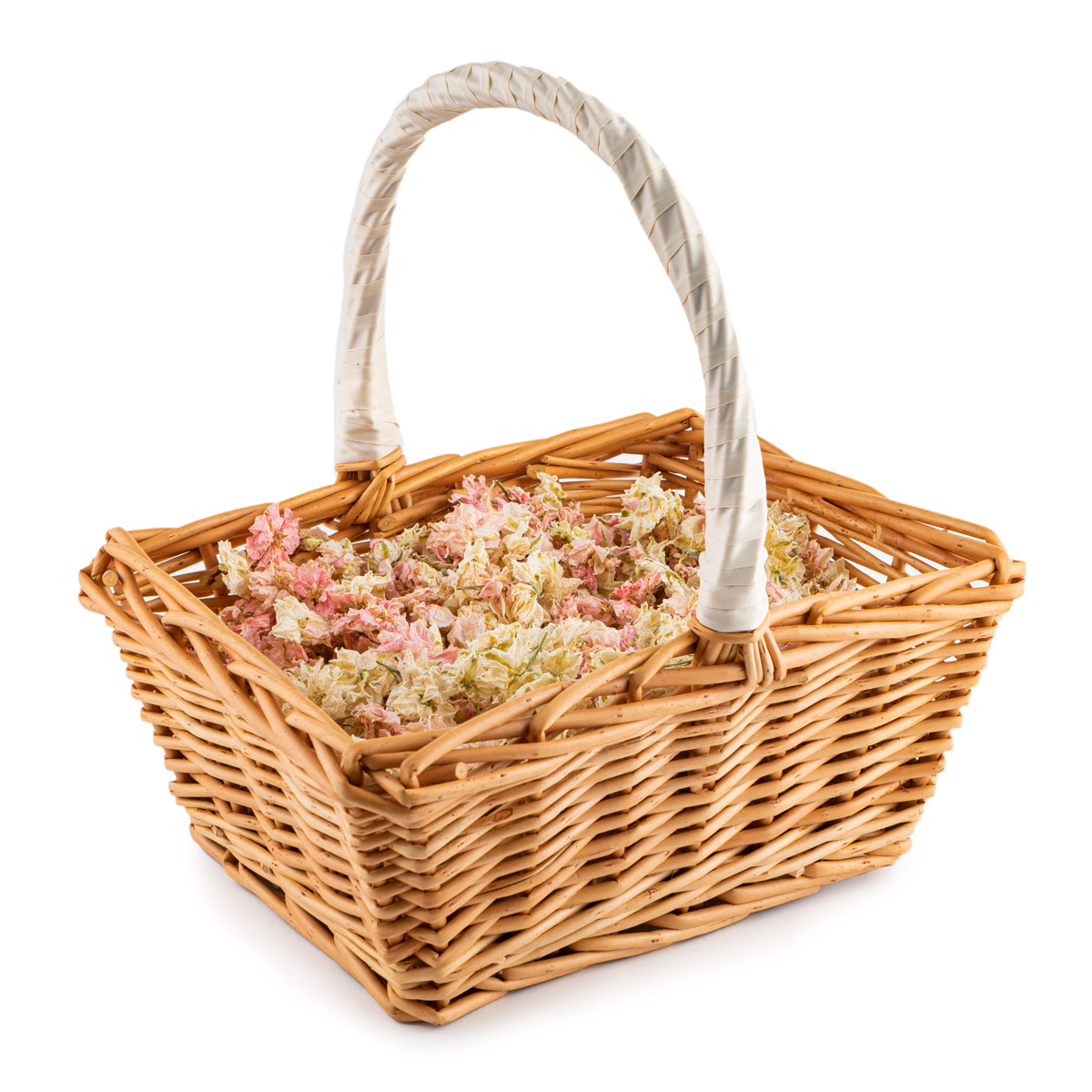 pink and ivory confetti basket