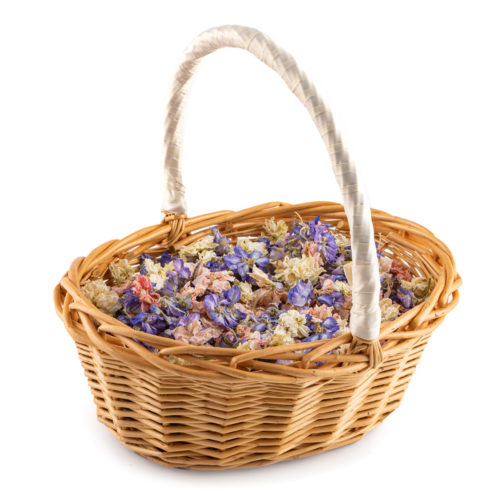 A Confetti Basket of bespoke mixed real flower petal confetti
