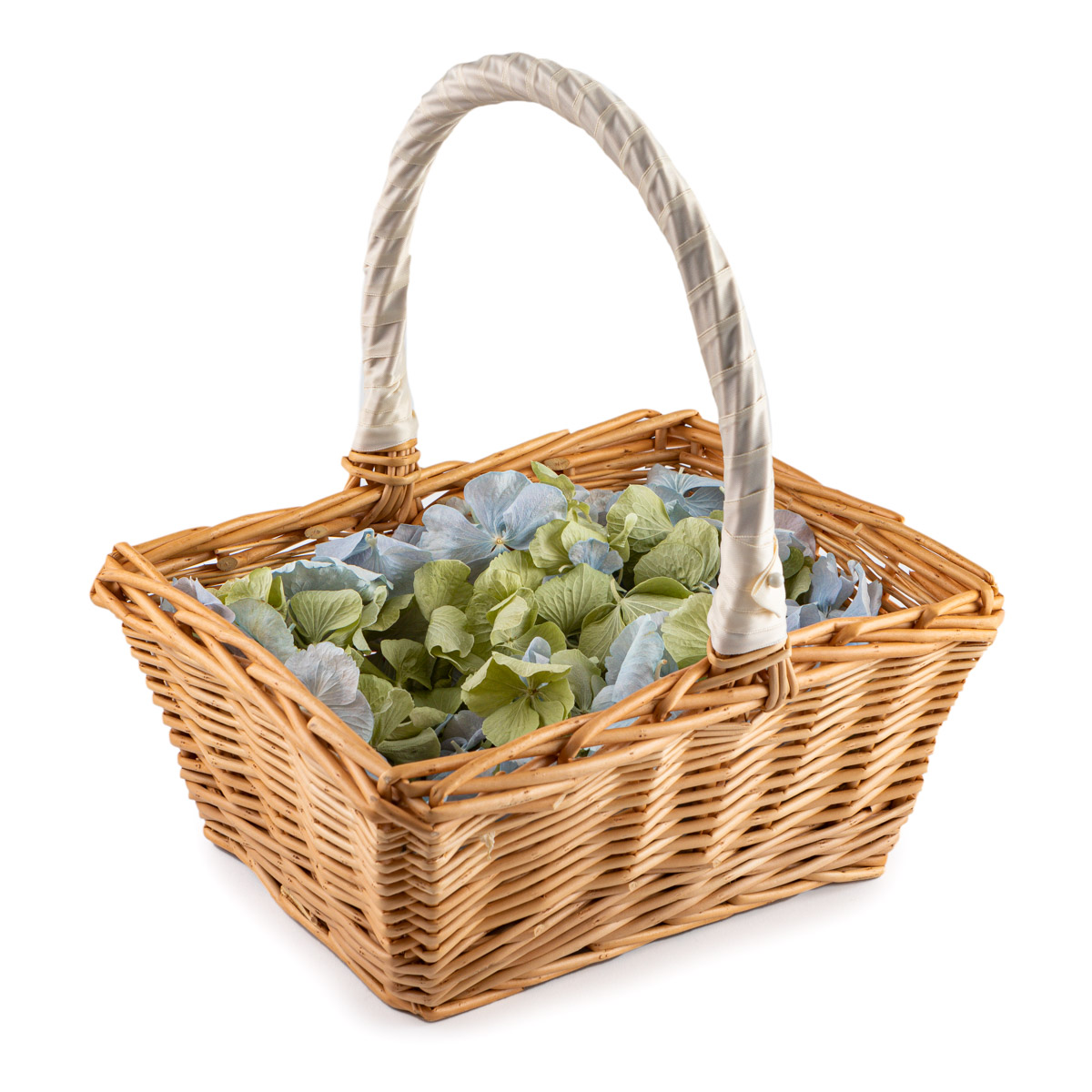 Rectangular Confetti Baskets filled with Hydrangea Petals